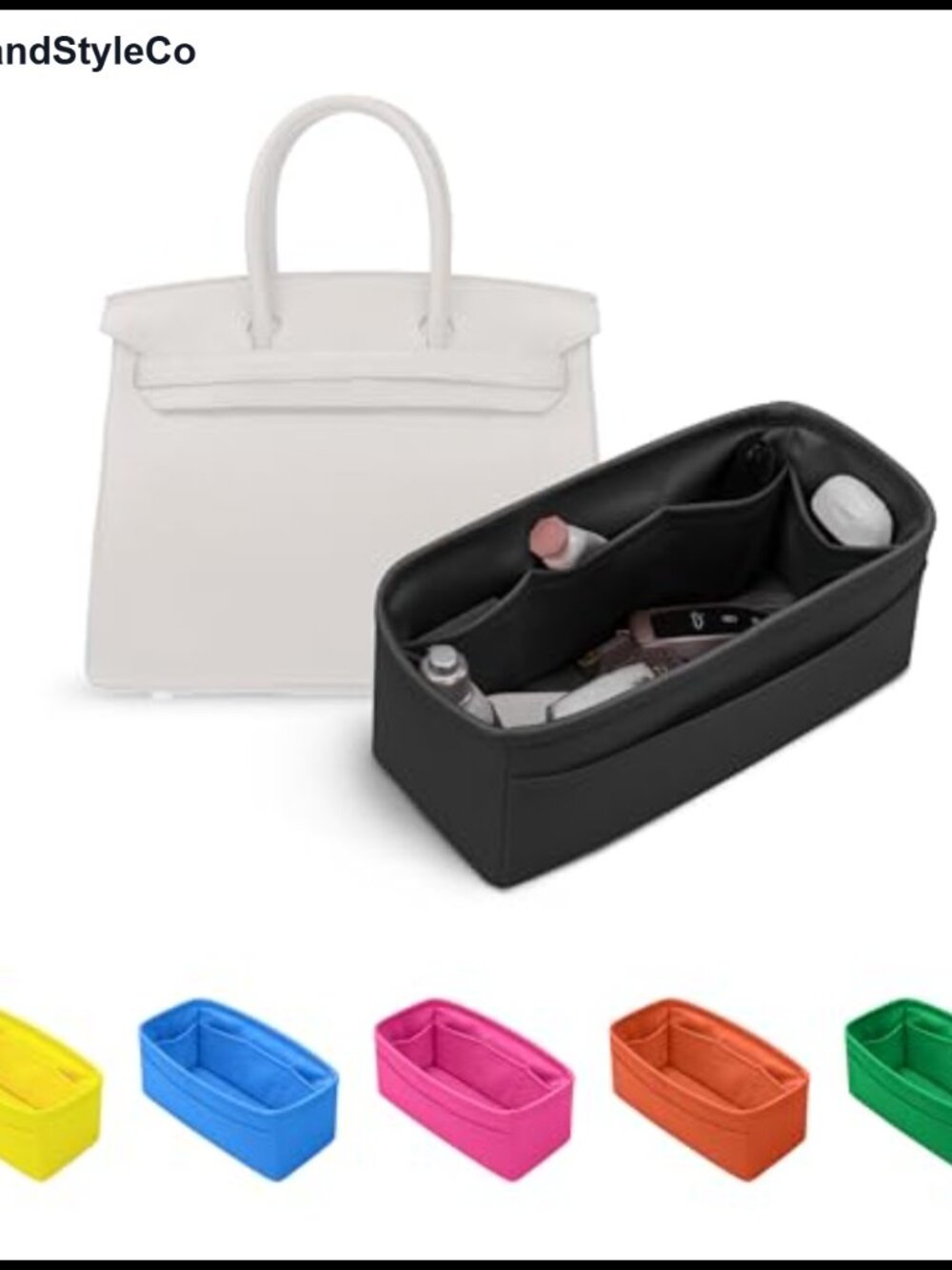 Satin Purse Organizer Insert, Multi-Pocket Handbag Interior